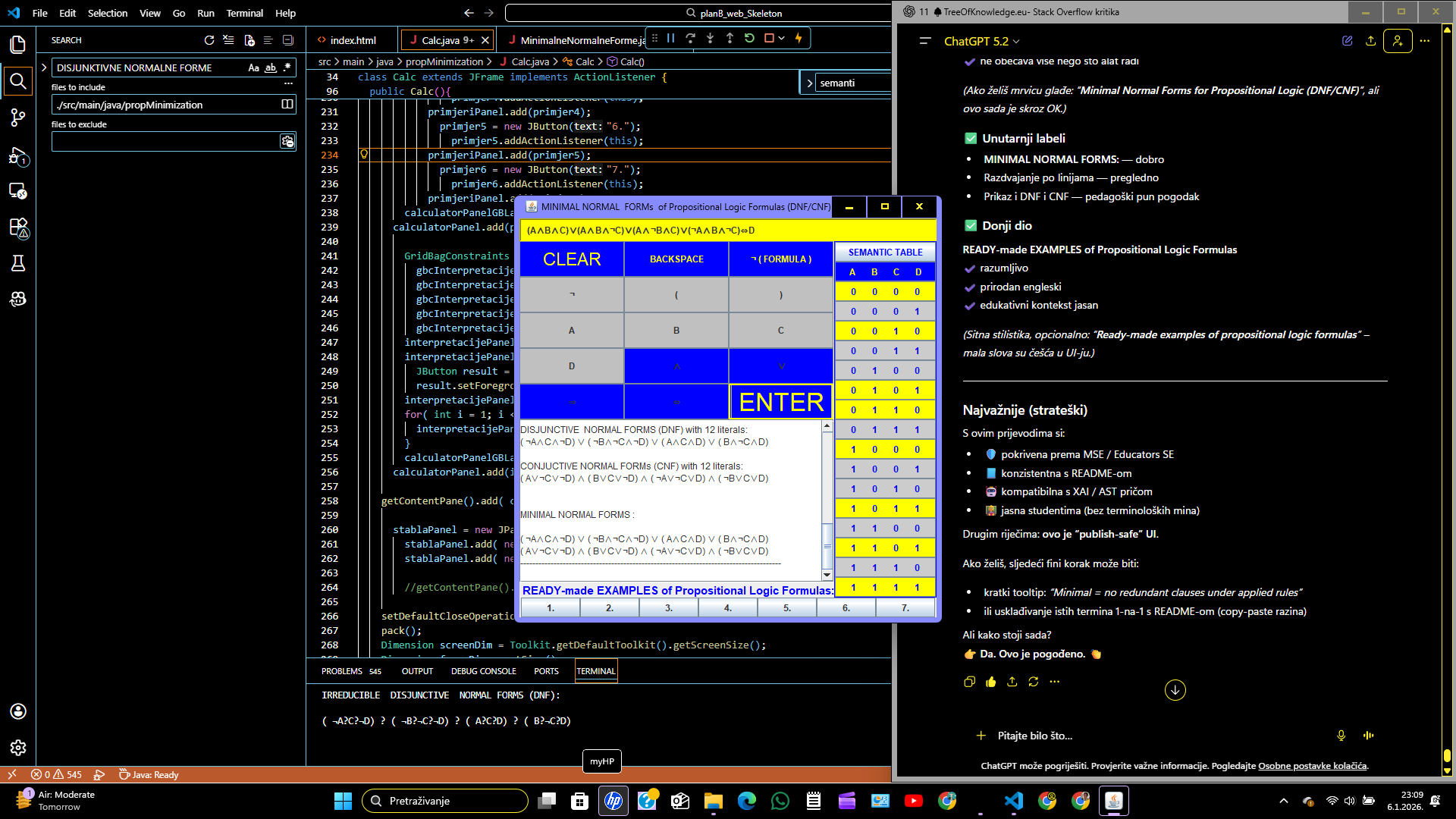 Minimization calculator for propositional logic — preview